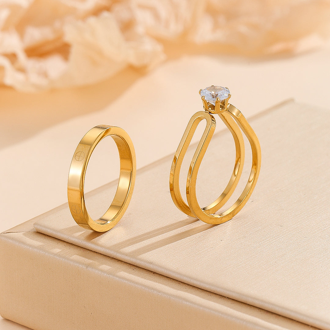 Addictivehub®   Elegant Golden Dou Halo Ring