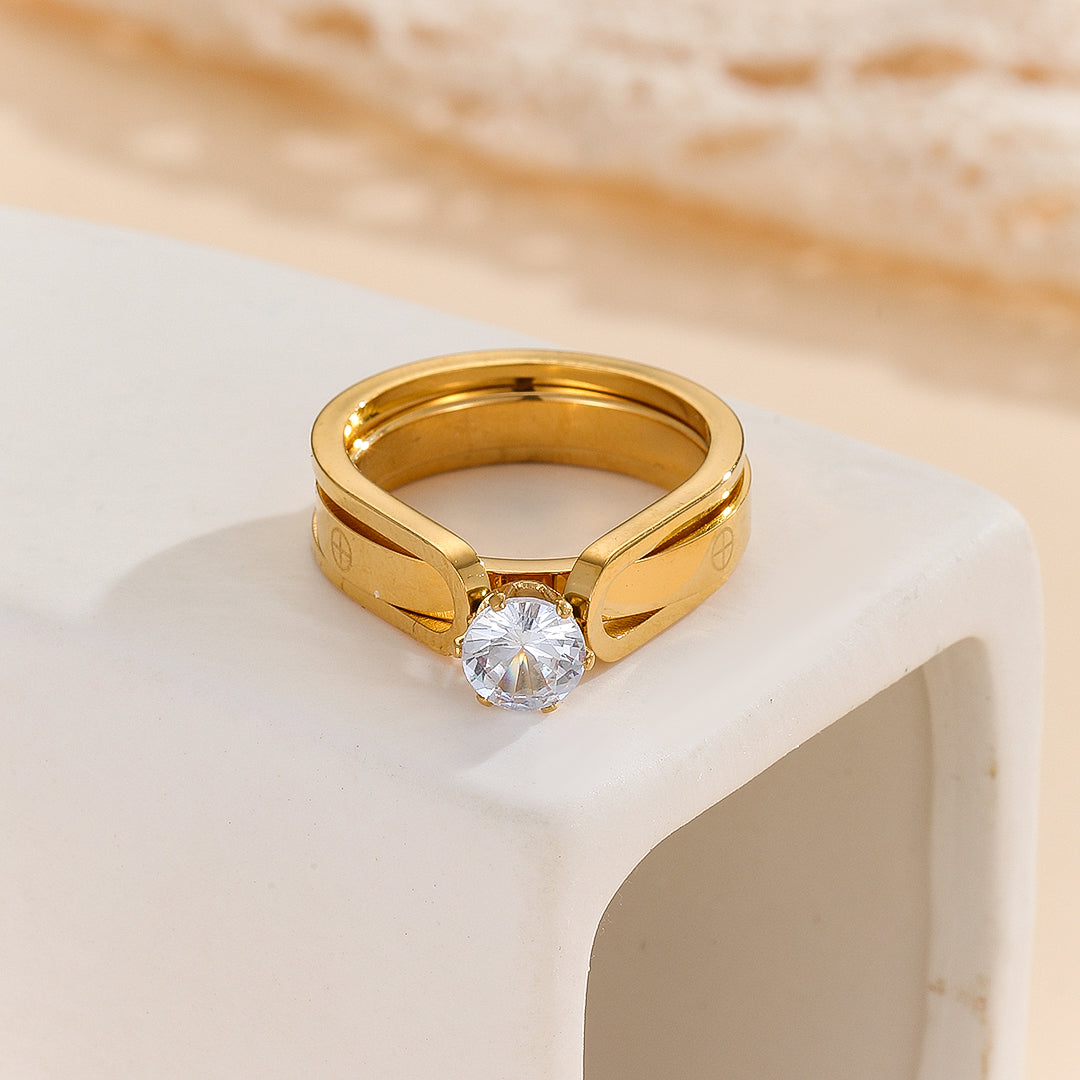 Addictivehub®   Elegant Golden Dou Halo Ring