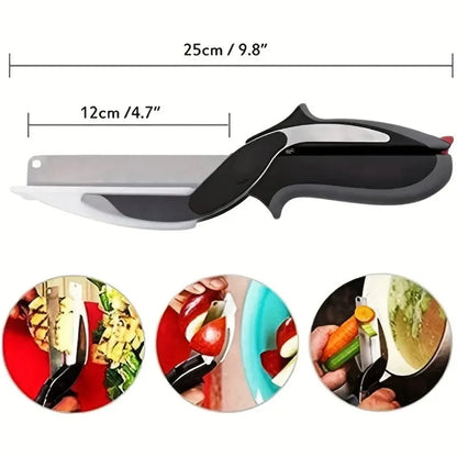 Addictivehub®   2 in 1 Salad Chopper Vegetable Cutter with Built-in Cutting Board Food Cutter Kitchen Scissors Cut Vegetables Cut Fruits