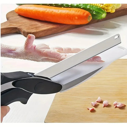 Addictivehub®   2 in 1 Salad Chopper Vegetable Cutter with Built-in Cutting Board Food Cutter Kitchen Scissors Cut Vegetables Cut Fruits