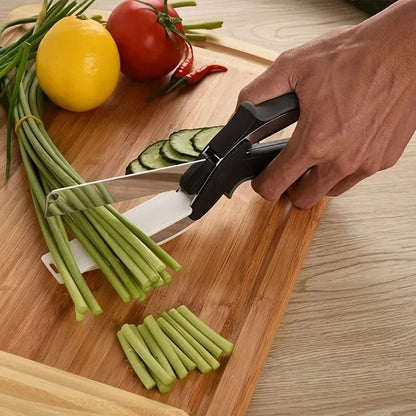 Addictivehub®   2 in 1 Salad Chopper Vegetable Cutter with Built-in Cutting Board Food Cutter Kitchen Scissors Cut Vegetables Cut Fruits