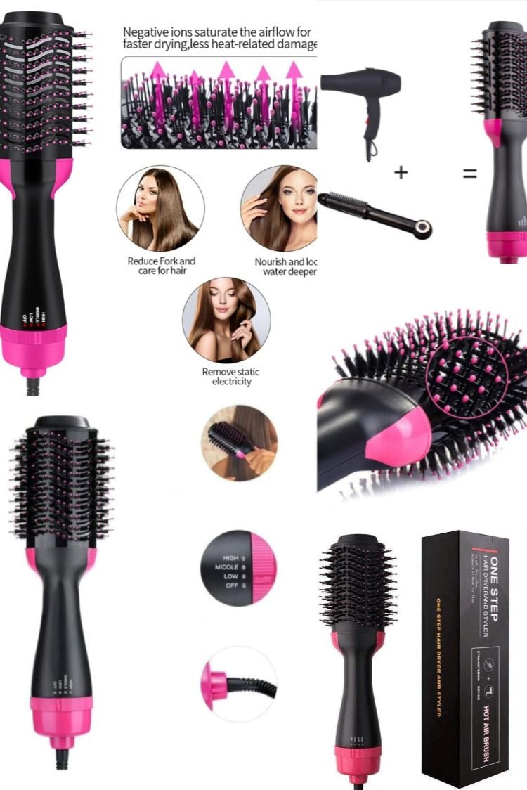 Addictivehub®   Hot Air Brush Multi-Function HairDryer Straightener Curler CombOne Step Professional Salon Hai..