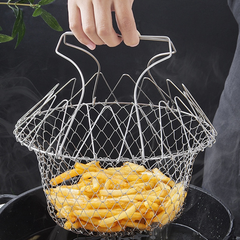 Addictivehub® Multipurpose Foldable Stainless Steel Fry Basket