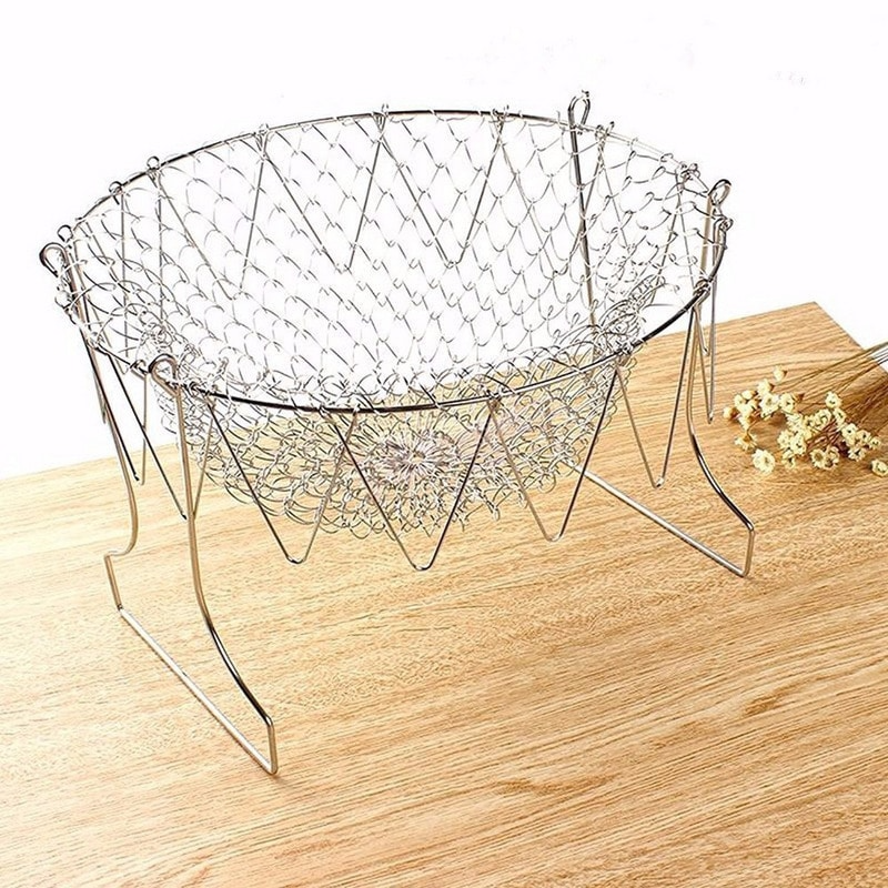 Addictivehub® Multipurpose Foldable Stainless Steel Fry Basket